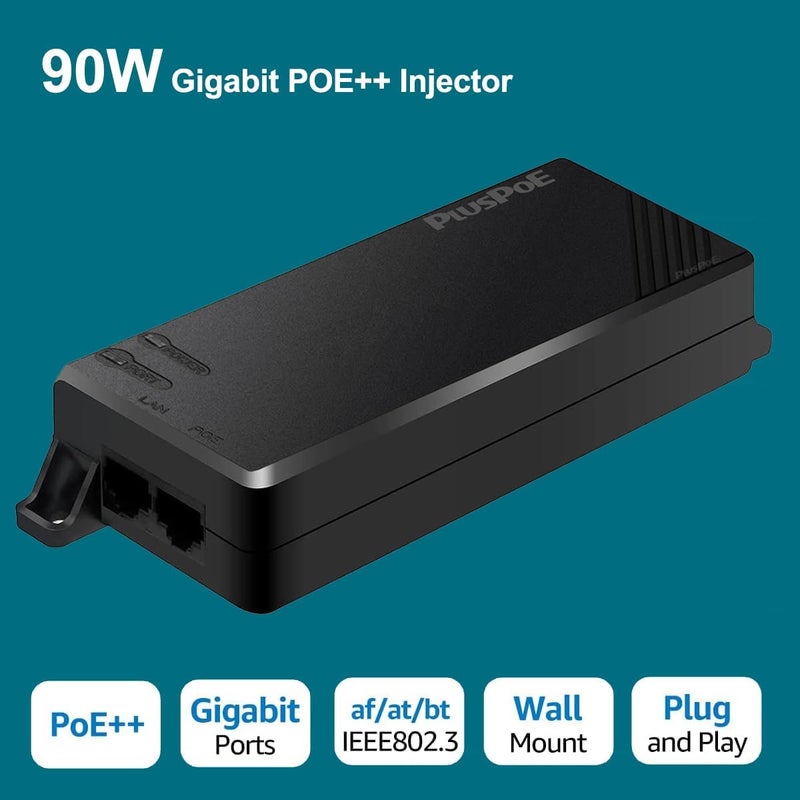 PLUSPOE 90W Ultra Gigabit PoE++ Injector, IEEE 802.3 bt /802.3at/802.3af Compliant, Up to 90W Ultra Power Supply, 10/100/1000Mbps, Compatible with TRENDnet TPE-119GI - Image 4
